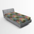 thumbnail image 2 of Ambesonne Tropical Boho Fitted Sheet, Hawaii Vibes Palms, Twin XL Size, Hot Pink and Pistachio Green, 2 of 5