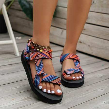 

Colorful Block Design Comfort Sandals - Non-Slip Durable Sole - Thick Cushioned Support - Perfect for Beach and Everyday Wear