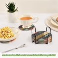 thumbnail image 5 of Yayeee 6 PCS Drink Coasters with Holder Set Woven Absorbent Round Tabletop Hot Pad, Green Geometric, 5 of 7