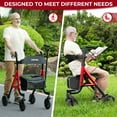 thumbnail image 4 of COSYWILL Aluminum Rollator Walker with Seat,Height Adjustable Mobility Walker with 8" Wheels,350 lb Weight Capacity,Red, 4 of 9