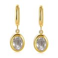 thumbnail image 1 of Nvzi Pendientes con circonitas, pendientes de acero inoxidable bañados en oro, colgante ovalado, pendientes de acero titanio, pendientes (blancos), 1 of 4