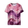 thumbnail image 4 of Uootdi Womens Tie Dye Short Sleeve T Shirts Casual Round Neck Tops Trendy Basic Tees Everyday Wear Boho Summer Vacation Outfits Gift, 4 of 9