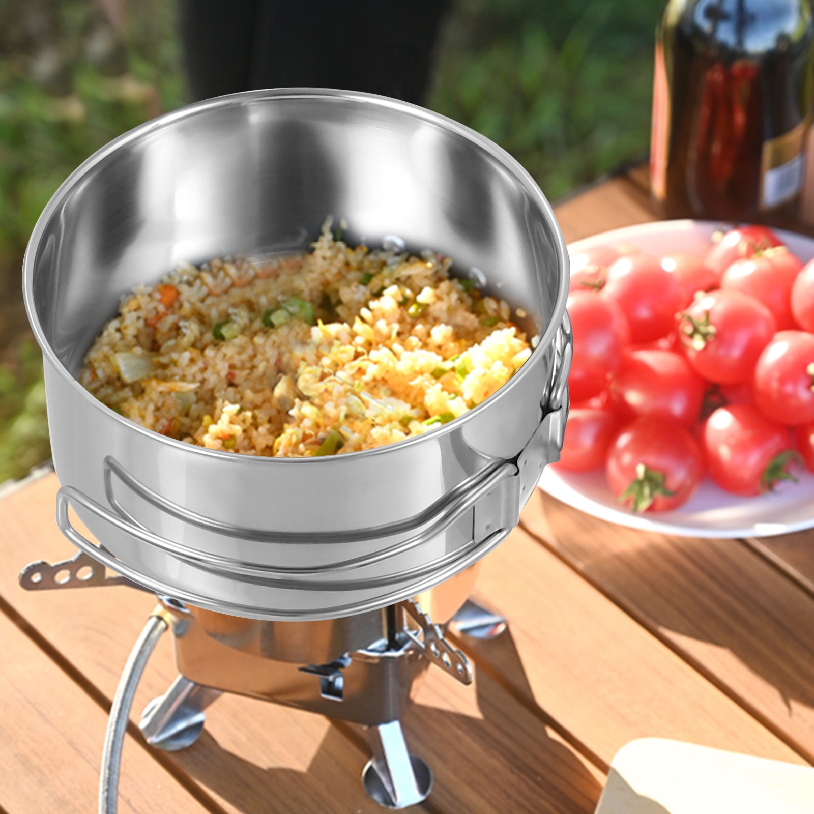 KALLORY 4-Piece Cooking Pot and Pan Set Stackable Lightweight Design for Camping and Kitchen Use