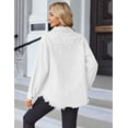 thumbnail image 3 of Weardear Women's Denim Jackets Long Sleeve Button Down Casual Frayed Hem Shacket Jean Jacket, 3 of 5