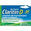 Claritin-D 24 Hour Allergy Medicine, Nasal Congestion & Sinus Pressure Relief Tablets, 10 Count