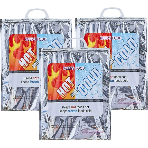 Superio Reusable Grocery Bags Insulated Cooler Bag Thermal Grocery Shopping Bag for Hot Cold Food Delivery Bags (3, 13.5"x17.5")