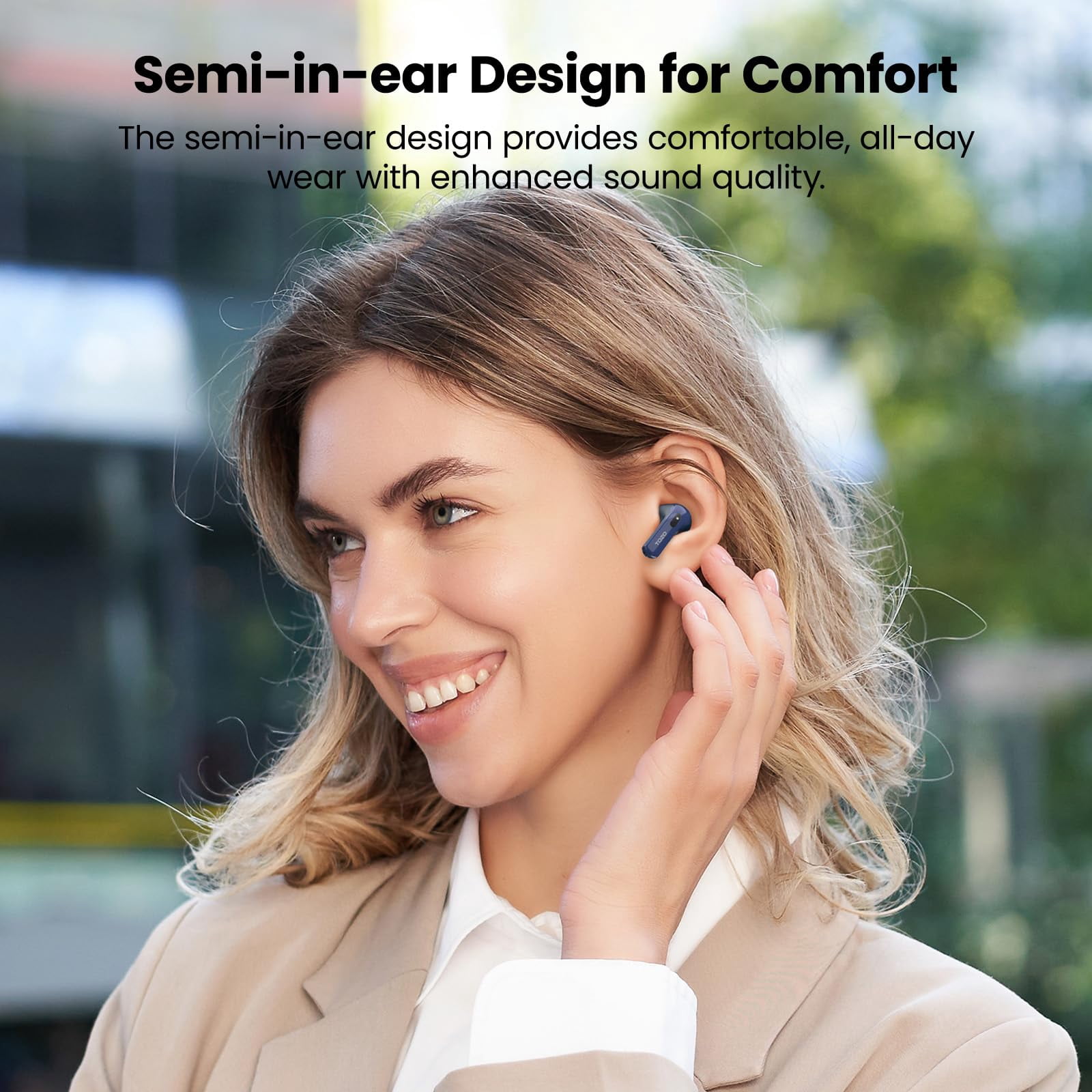 TOZO ANC ENC Wireless Earbuds Bluetooth 5.3 Headphones Stereo Ear buds IPX8 Waterproof in-Ear Earphones 44H Playback 2 DNS Noise Cancelling Mic Wireless Charging Case Dual LED Display for iOS Android
