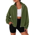 thumbnail image 1 of Campera PRETTYGARDEN 2025 de polar Sherpa con cierre color verde militar Talle L, 1 of 8