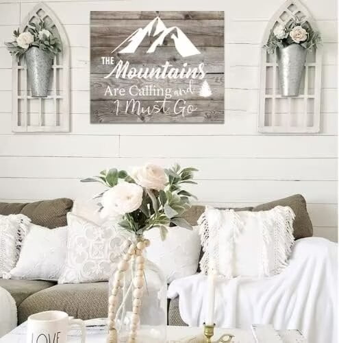 Mountain Nursery Decor Sign - 5x10 Inch "Little Man Cave" Wood Sign For Boys Room, Baby Shower Gift