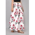 thumbnail image 5 of Women White & Red Floral Cotton Maxi Skirt | Boho Flow | Elastic Waist | Summer Wear - L, 5 of 6