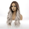 thumbnail image 5 of DOPI Long Pear Roll Big Wave Wig Dark Brown Gradient Gray Wig Mechanism Rose Net(2Pack), 5 of 5