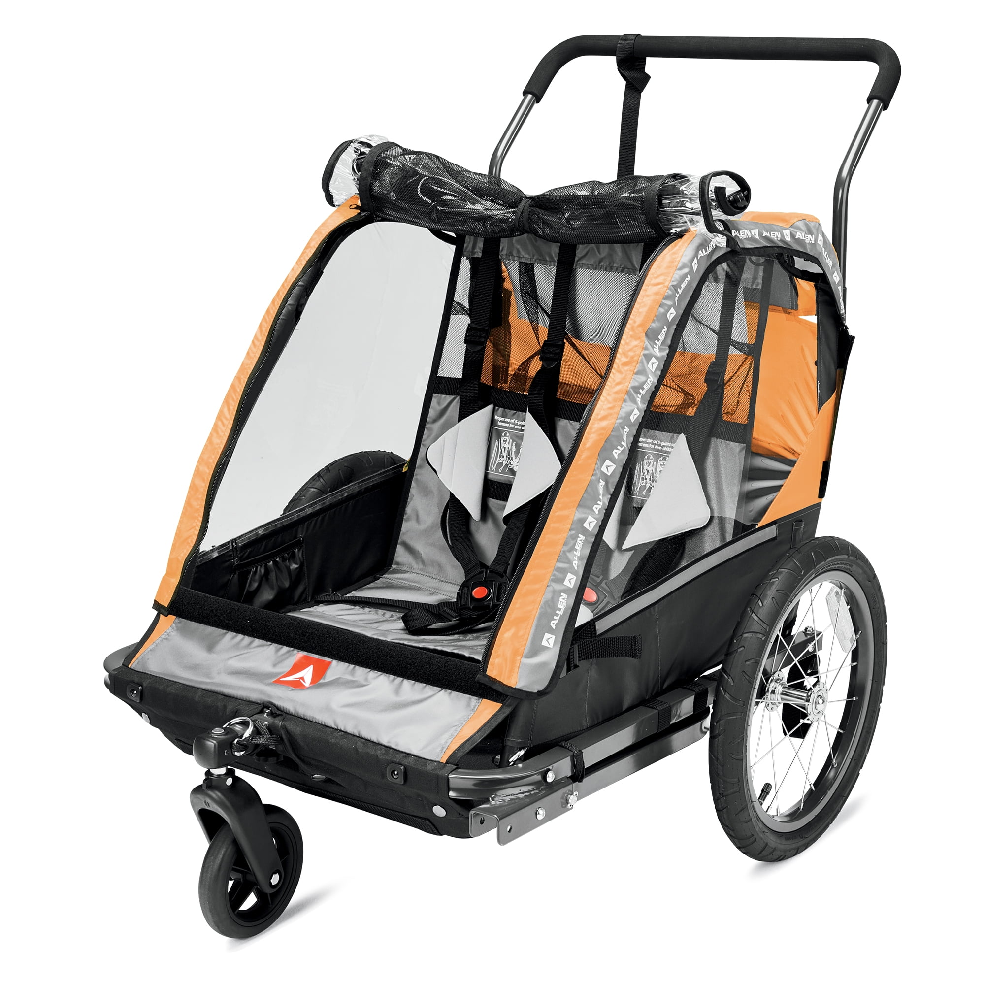 Allen Sports Deluxe 2-Child Bicycle Trailer & Stroller, Model AS2, Green