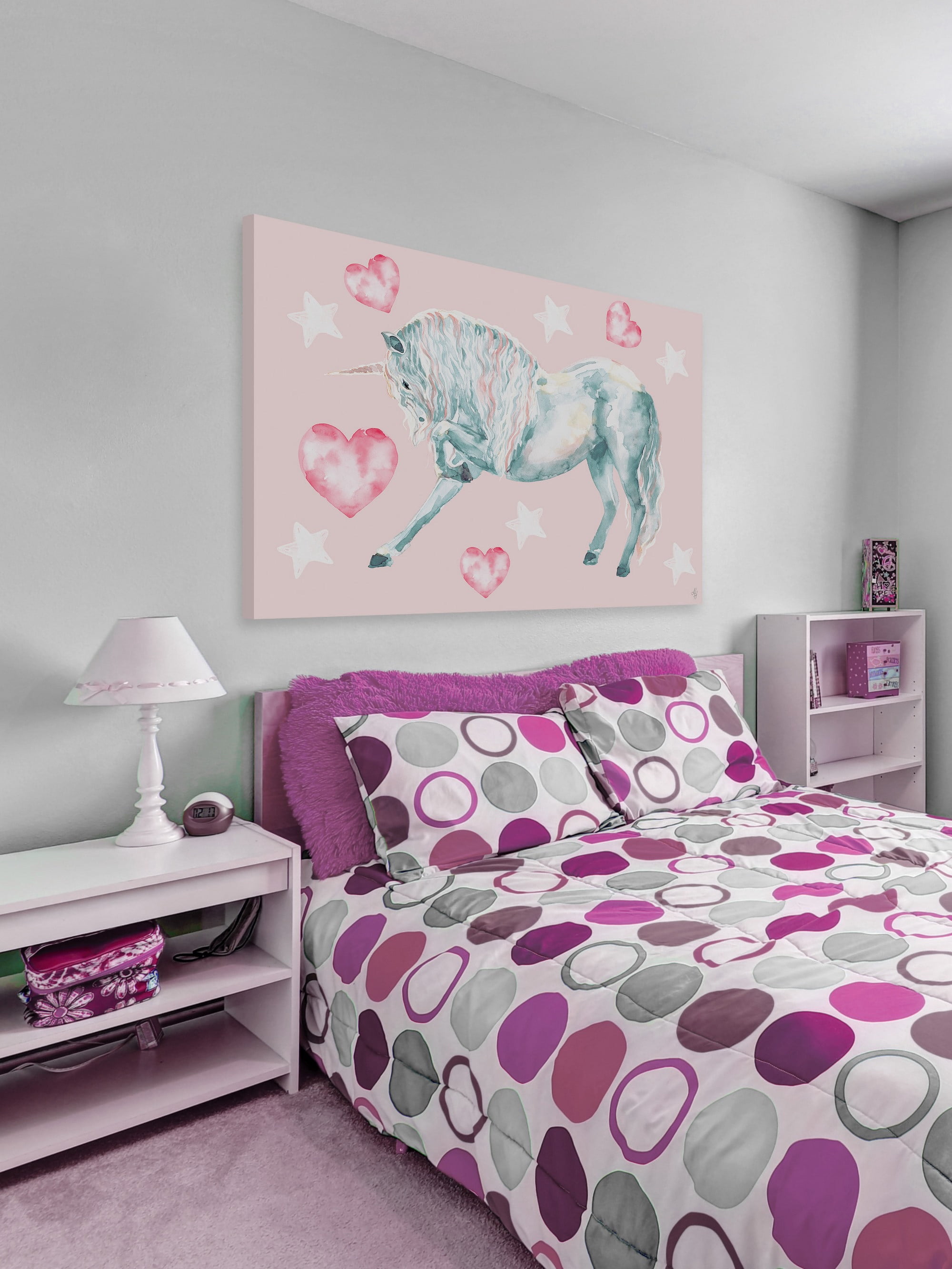 Marmont Hill Pastel-haired Unicorn Canvas Wall Art