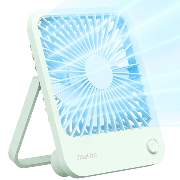 Ventilador de escritorio JISULIFE FA26 recargable de 4500 mAh, 4 velocidades, color verde