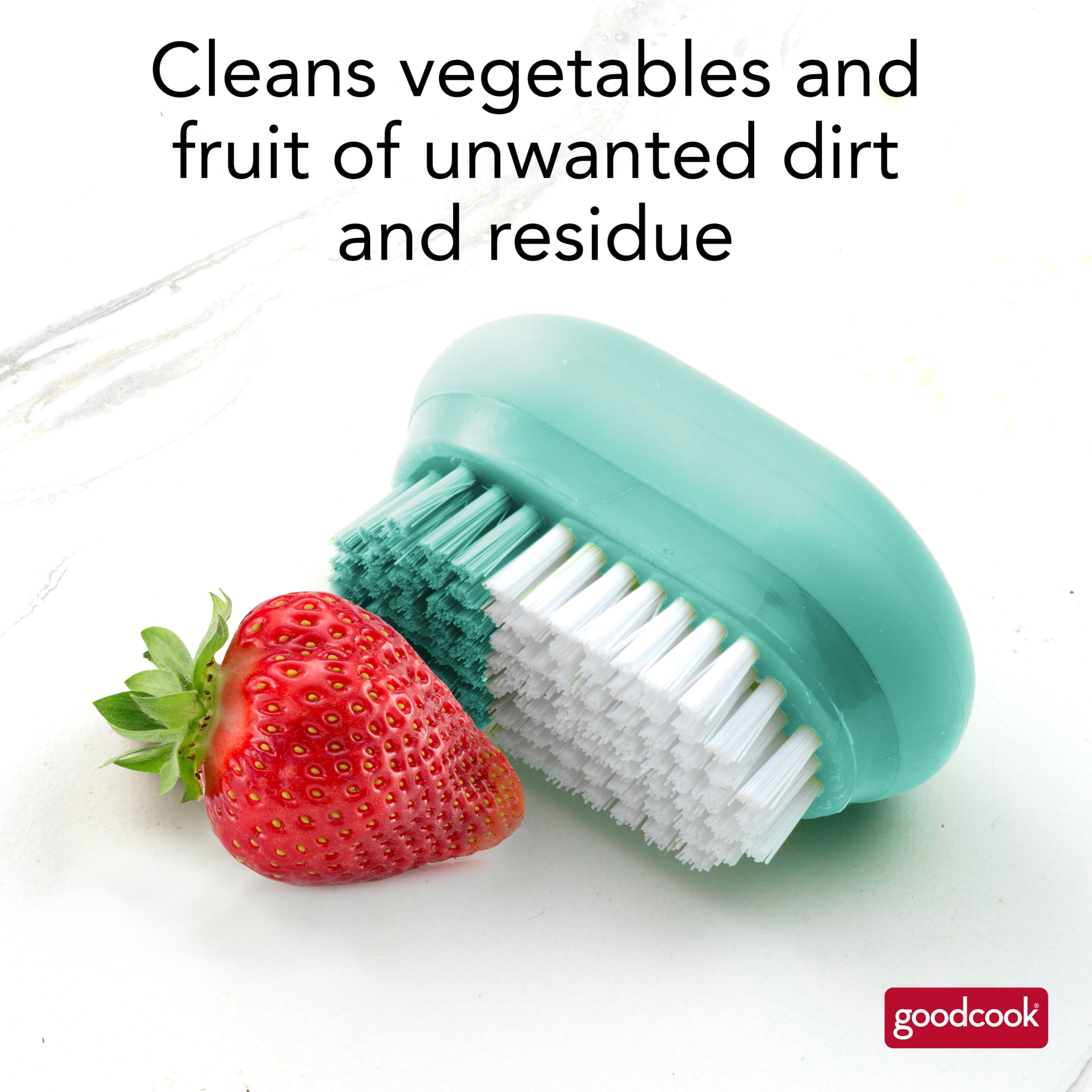 (2 pack) GoodCook Pro Veggie Brush, Firm White & Soft Mint Bristles, Ergonomic Non-Slip Handle