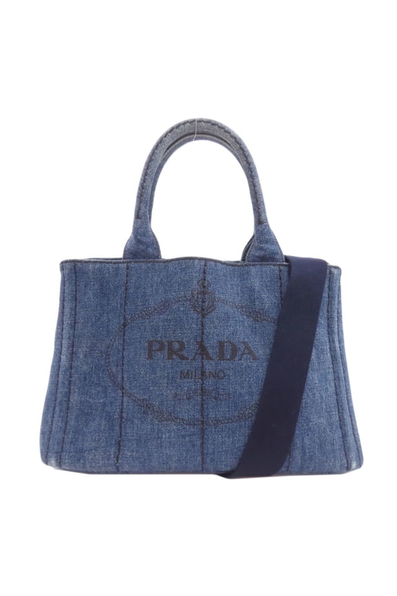 Pre-Owned Prada Canapa Mini 2-Way Handbag, Denim, Women's