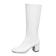 thumbnail image 2 of Women’s Square Toe Knee High Boots, Faux Leather Block Heel Tall Boots, Side Zipper Fashion Dress Boots, 2 of 6