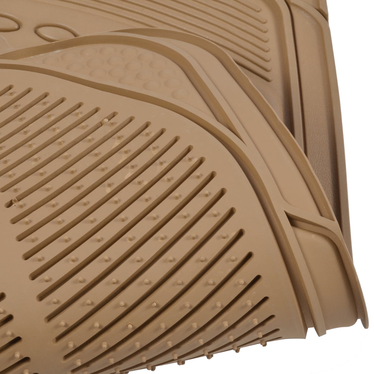 BDK Front Car Rubber Floor Mats, 2-Piece, Black Beige Gray, Heavy Duty