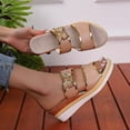 thumbnail image 2 of Women's Fashion Casual Color Matching Breathable Spring And Summer New Thick Bottom Round Toe Wedge Heel Sandals Beige Size 6.5, 2 of 5