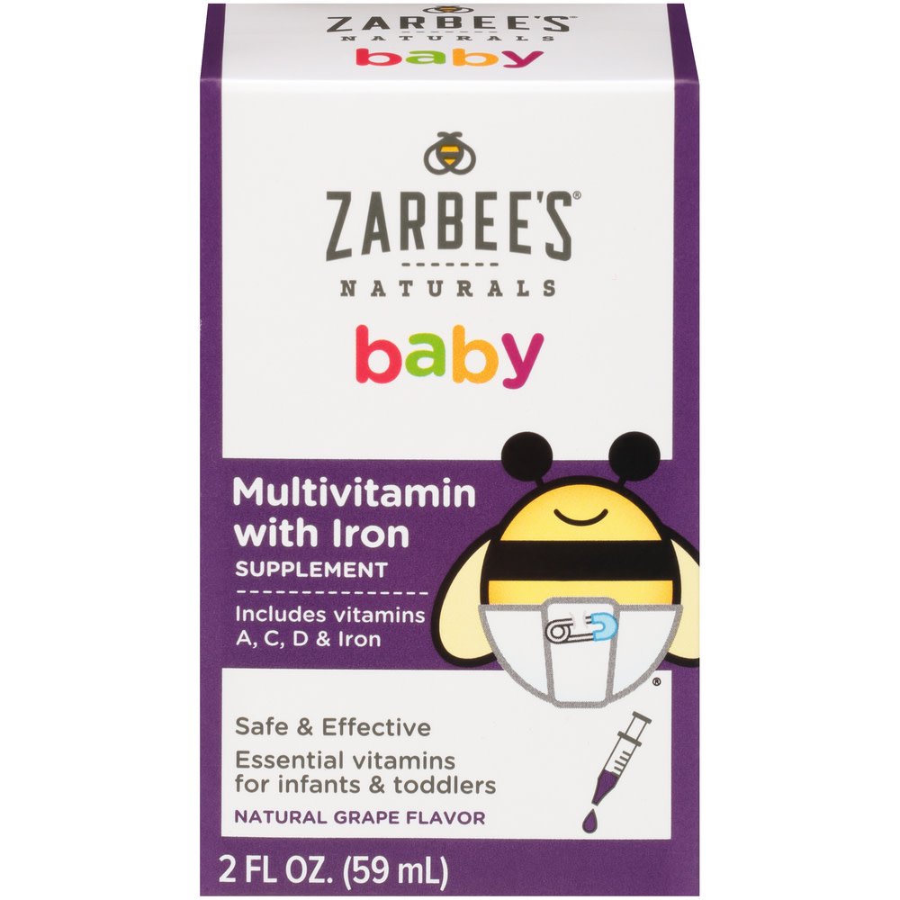 Zarbee's Naturals Baby Multivitamin with Iron Supplement, Grape, 2 fl
