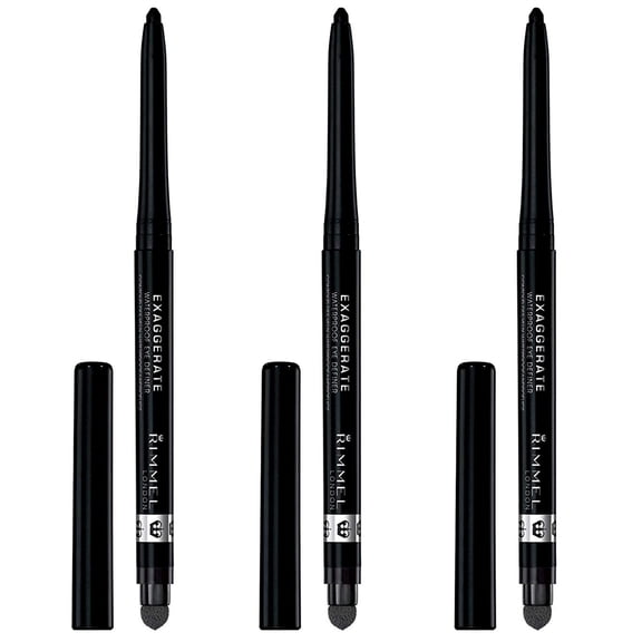Pack of (3) Rimmel Exaggerate Waterproof Eye Definer Black 0.009 Ounces