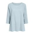 thumbnail image 5 of Godom Womens Tops Casual 3/4 Sleeve Crew Neck Shirts Loose Fit Tunic Blouses, 5 of 7