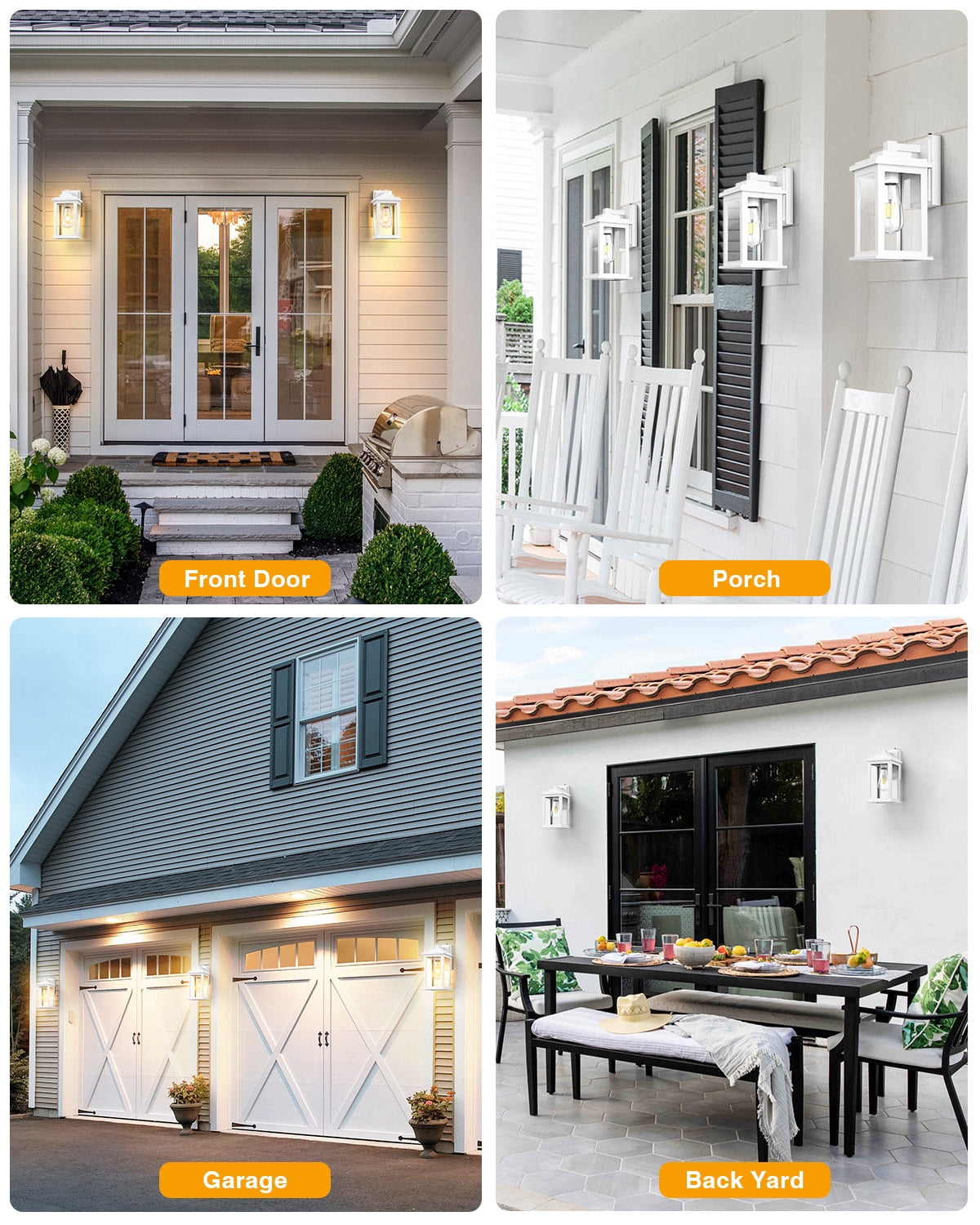 VIANIS White Outdoor Wall Lights, 2 Pack Dusk to Dawn Exterior Lighting Fixtures, Modern Outside Lights for hHouse,Porch, Garage, Doorway Waterproof, Weather Resistant