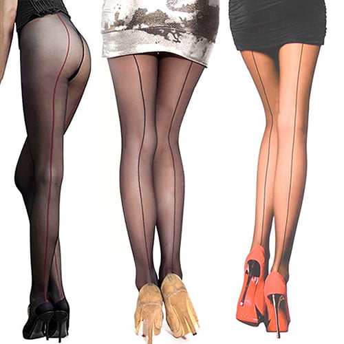 Besufy Adult Women Tights Ultra Sheer Transparent Line Back Seam Stockings  Pantyhose 