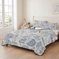 thumbnail image 2 of Full Quilt Set 78''x90'', Blue Paisley Lightweight Bedspread Coverlet Set with 2 Pillow Shams, Vintage Boho Flower Botanical Leaf Branch Breathable All Season Quilt Bedding for Bedroom/Guest Room, 2 of 9