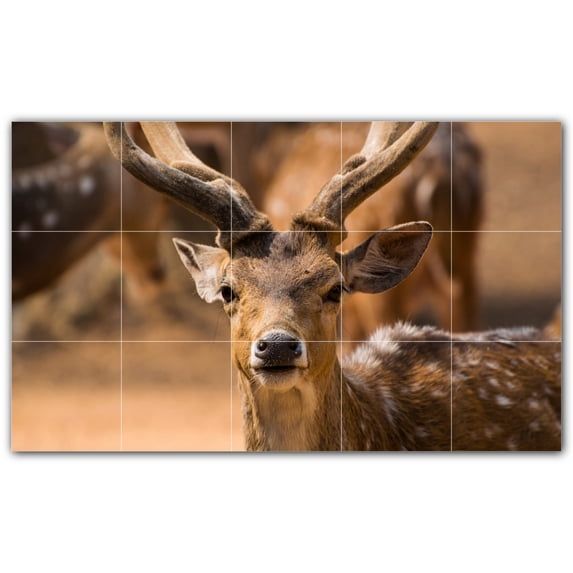 Picture-Tiles.com: Deer Ceramic Tile Wall Mural WAL500449-53S. 21.25"W x 12.75"H using (15) 4.25" x 4.25" Ceramic Tiles-Satin Finish