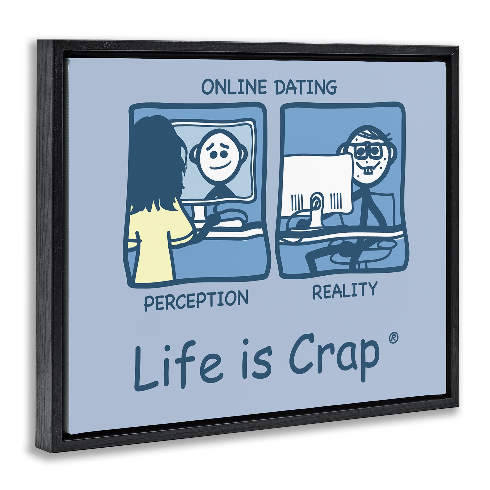 Stupell Industries Perception and Reality Dating Novelty & Humor Painting Black Floater Framed Canvas Art Print Wall Art, 31 x 25