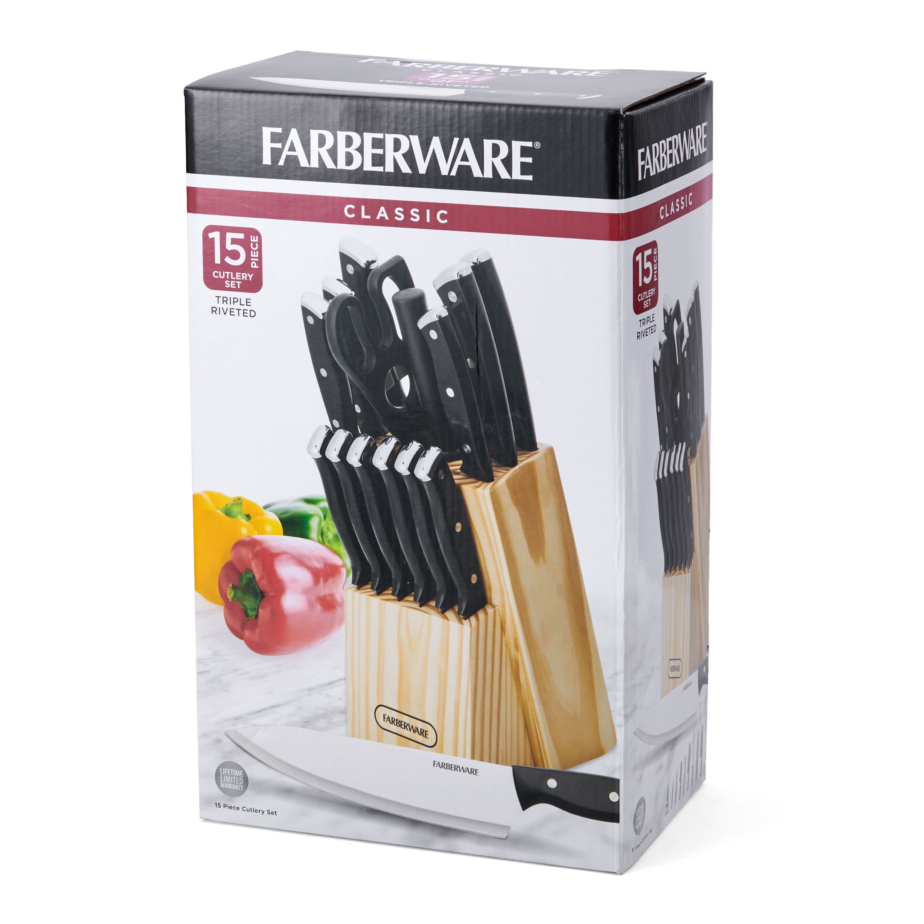 Farberware Classic 15-piece Soft Grip Knife Block Set in Graphite -  Walmart.com