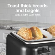 Proctor Silex 4-Slice Toaster with Extra-Wide Slots, Toast Boost, and Removable Crumb Tray, Black