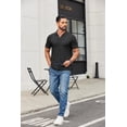 thumbnail image 3 of COOFANDY Men's Ribbed Polo Shirts Short Sleeve V Neck Slim Fit Polo T-Shirt Casual Summer Collared Golf Shirt, 3 of 6