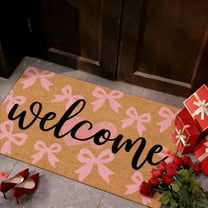 Eoozwa 1 Counts Valentine's Day Heart Doormat Romantic Red and Pink Non Slip Indoor Outdoor Welcome Rug for Front Porch Home Decor Entrance Mat