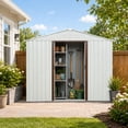 thumbnail image 3 of CarButler 6x5ft Metal Outdoor Storage Shed with Lockable Sliding Doors for Garden Backyard Patio Lawn White, 3 of 7