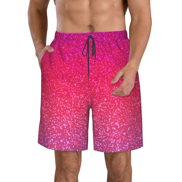 Balery Light Purple Glitter Traje de Baño Estilo Hawaiano para Hombre, Shorts de Secado Rápido con Bolsillos-X-Large