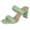thumbnail image 1 of Soda Shoes Women Block High Heel Sandals Braided Band Square Toe FOUND-S Light Green Mint 7, 1 of 3