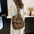 thumbnail image 2 of Jiibva Women Plush Leopard Print Bag Underarm Shoulder Bag Large Capacity Handbag Winter Plush Shopping Tote Bag, 2 of 7