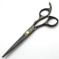 thumbnail image 5 of Tijeras de peluquería japonesas de acero inoxidable de 15 cm (6 pulgadas), tijeras profesionales de barbero con mango ergonómico, color negro., 5 of 5