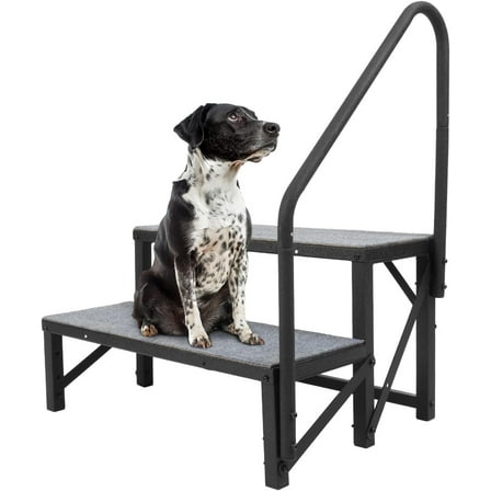 Kojem 2 Steps RV Step, Hot Tub Outdoor Stairs with Mats, Heavy Duty Mobile Home Portable Ladder Stairs for Camper, Steel Travel Trailers Ladder