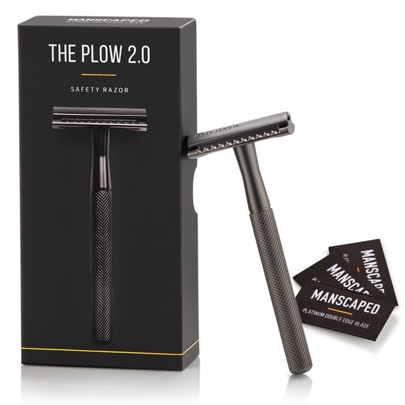 MANSCAPED® The Plow™ 2.0 Men's Premium Single Blade Double-Edged Safety Face Razor - Grey