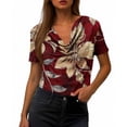 thumbnail image 5 of Otvok Women'S Tops Solid Color Fashionable Pile Collar Breathable Summer Short Sleeved Casual T-Shirt, 5 of 6