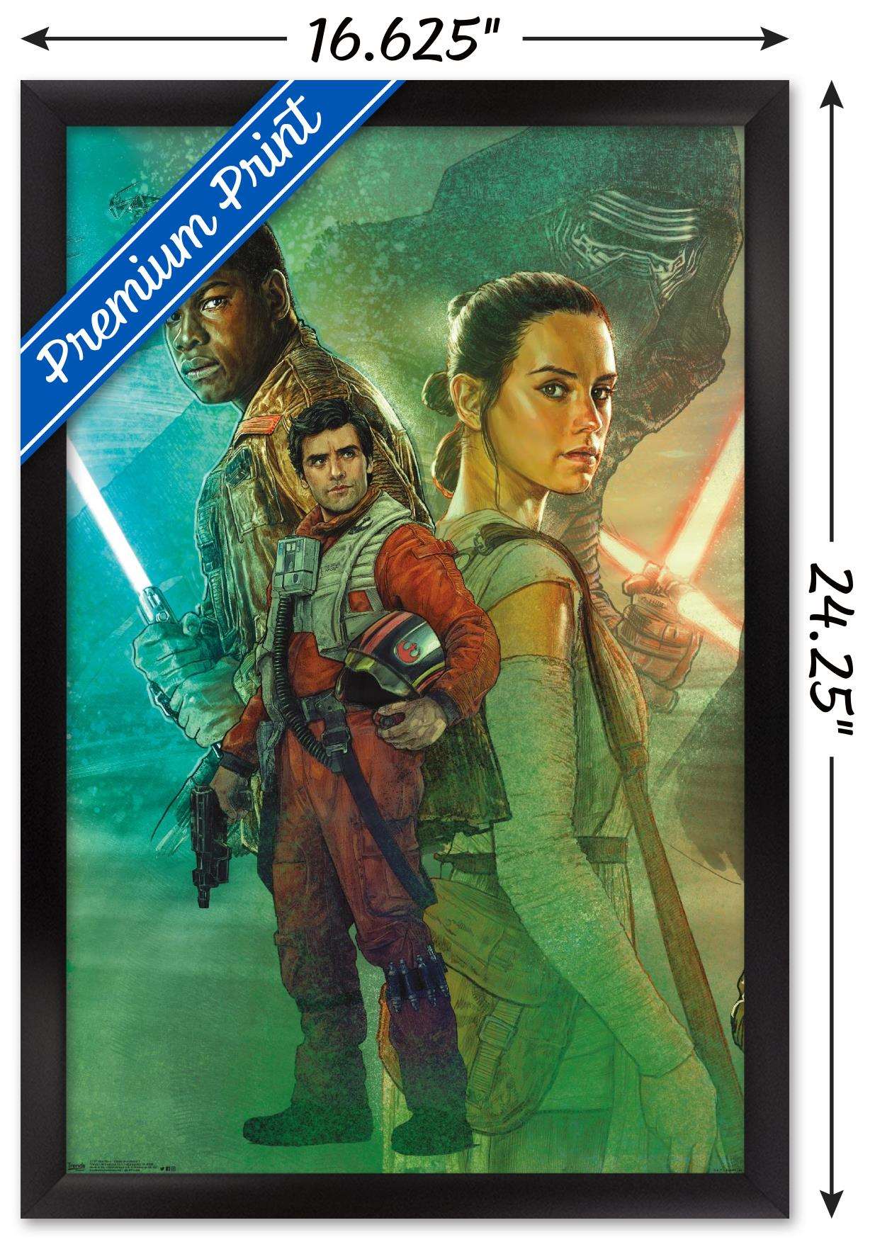 Star Wars: The Force Awakens - Celebration Mural Wall Poster, 14.725" x 22.375", Framed