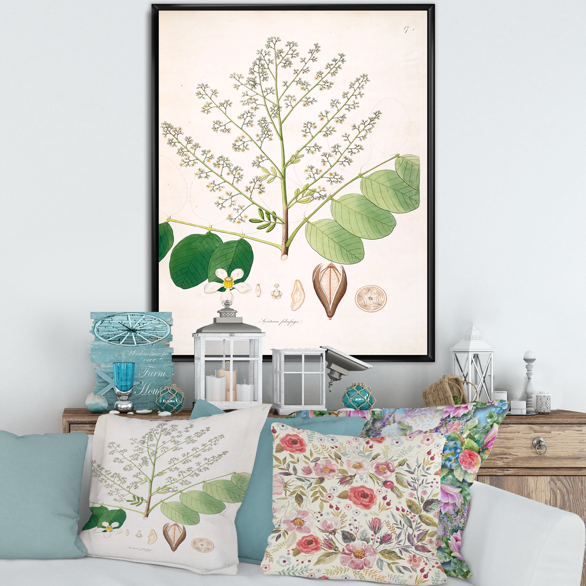 Designart 'Ancient Botanicals XVI' Farmhouse Framed Canvas Wall Art Print