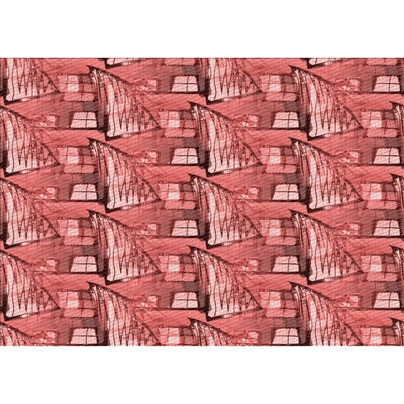 Ahgly Company Machine Washable Indoor Rectangle Transitional Light Coral Pink Area Rugs, 7' x 9'