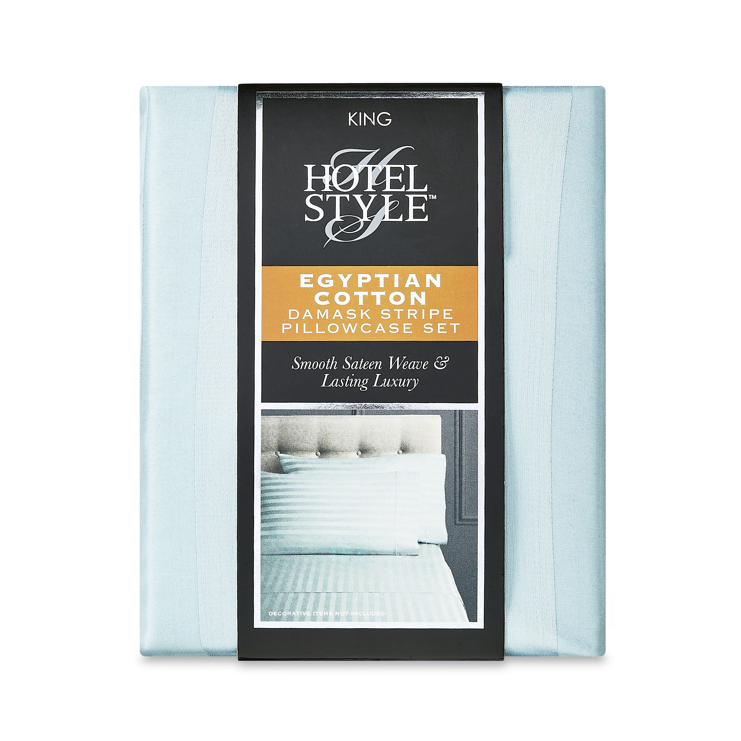 Hotel Style 600 Thread Count Egyptian Cotton Sateen Pillowcases, King, 2 Count