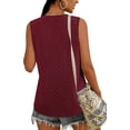 thumbnail image 4 of Tank Top for Women Loose Fit Sleeveless V Neck Camisole Dressy Casual Eyelet Summer Flowy Vest Blouse Wine Red XL, 4 of 5