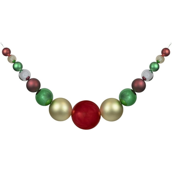 Northlight 6' Shiny and Matte Traditional Colors Shatterproof Ball Christmas Swag