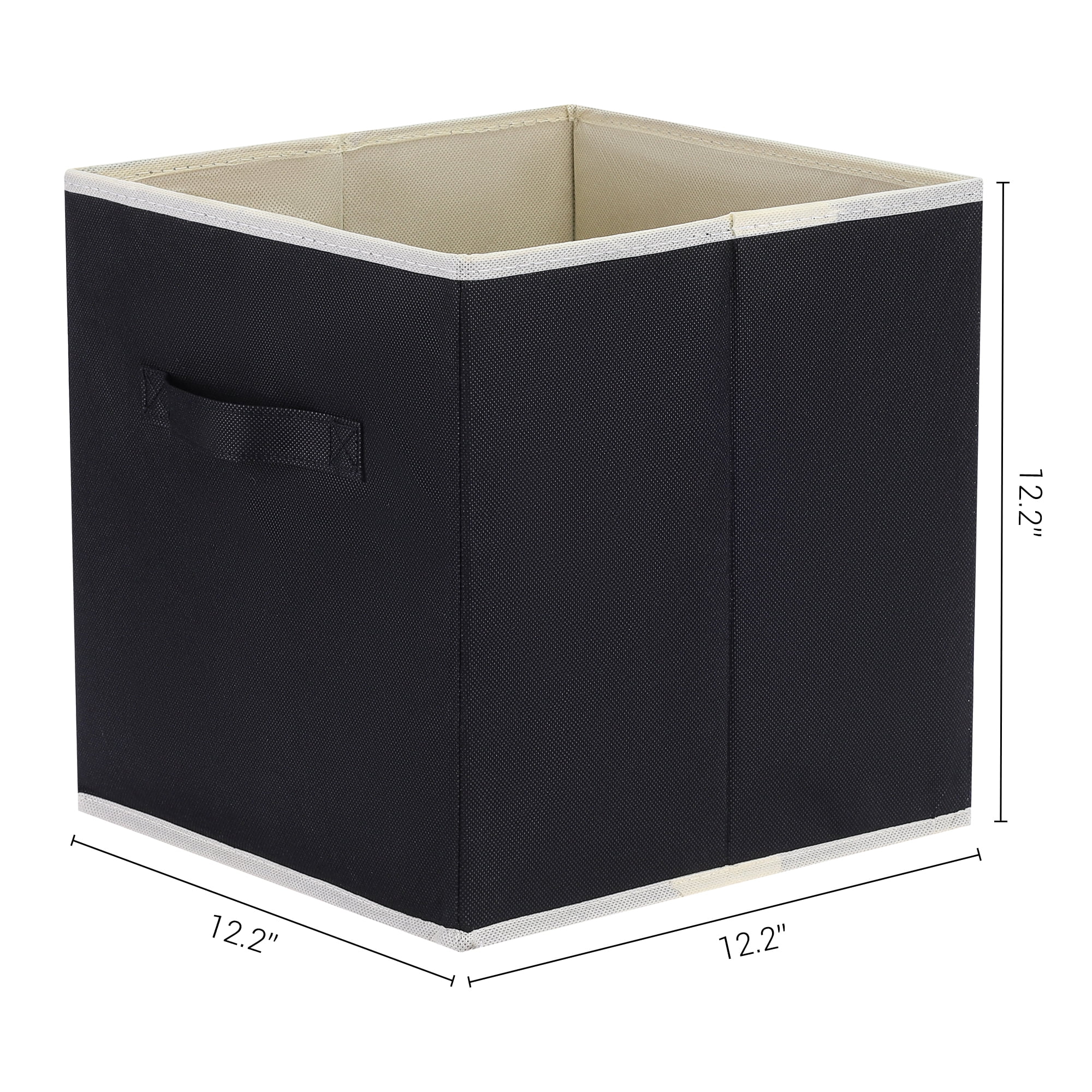 Unique Bargains 3 Pcs Square Fabric Collapsible Storage Basket Bin with Handle Black M